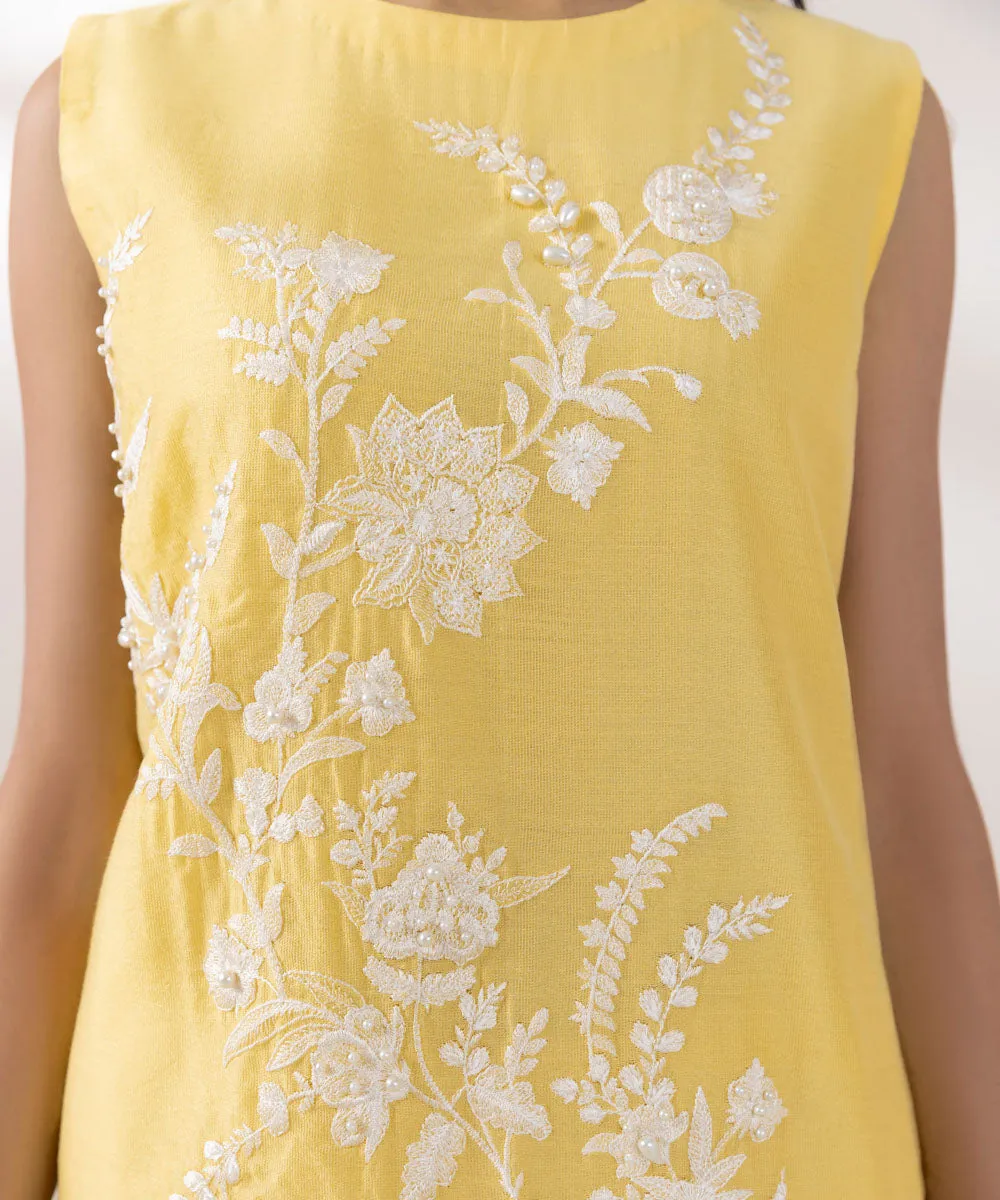 2 Piece - Embroidered Cotton Net Suit