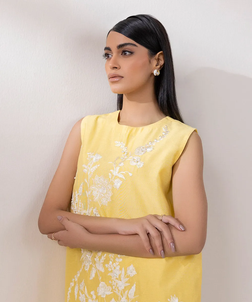 2 Piece - Embroidered Cotton Net Suit
