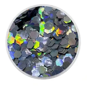 Biodegradable Holographic Graphite Glitter - Chunky Hexagons Glitter