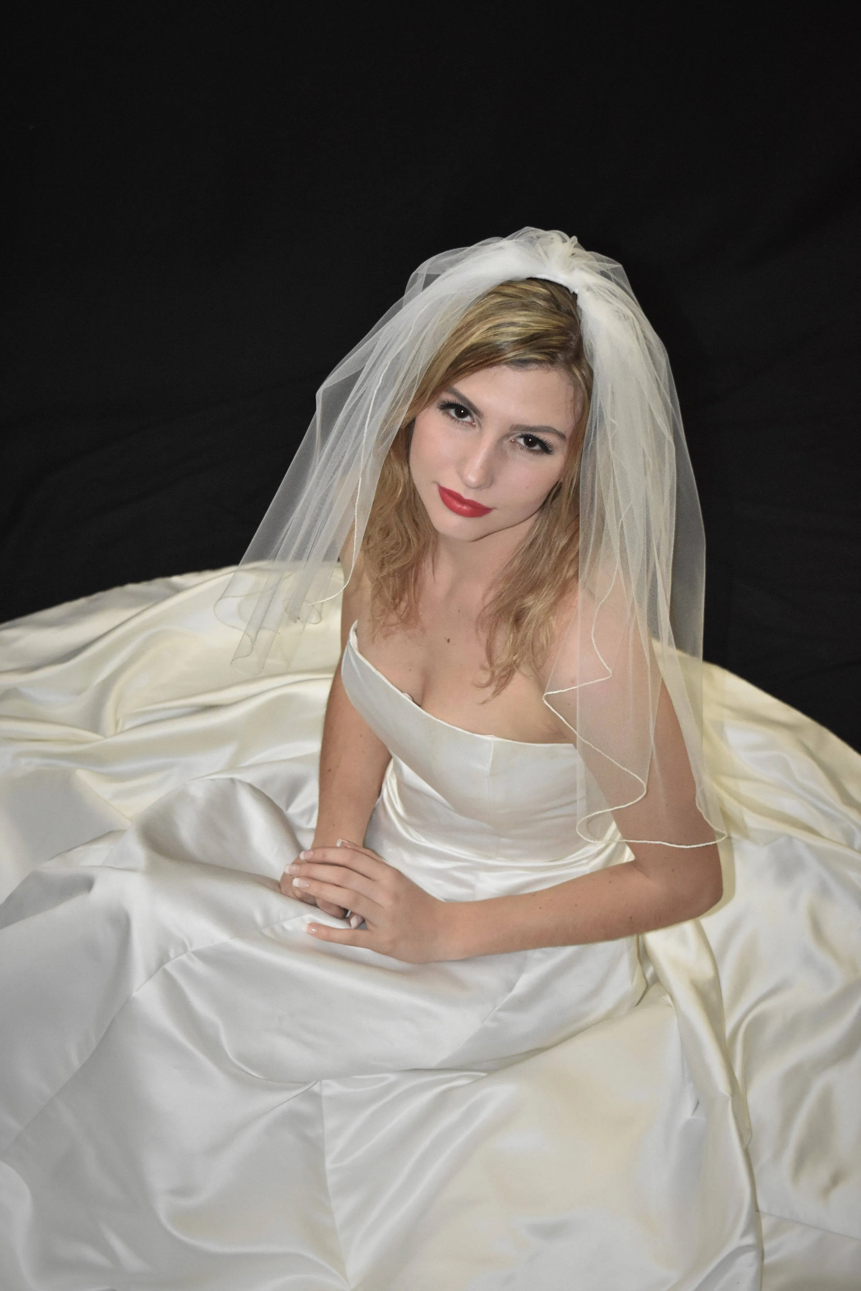 Chest Length Veil with Pencil Edge