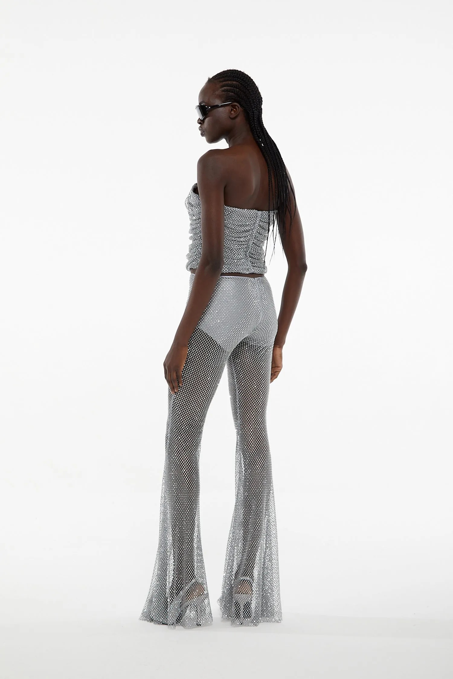 GIUSEPPE DI MORABITO Flared Pant In Crystal Net