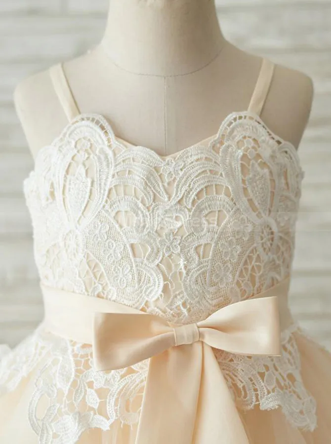 Spaghetti Straps Flower Girl Dress,Tulle Girl Party Dress,Princess Flower Girl Dress,FD00091