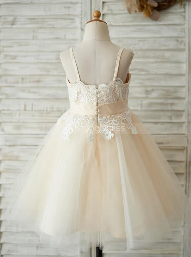 Spaghetti Straps Flower Girl Dress,Tulle Girl Party Dress,Princess Flower Girl Dress,FD00091